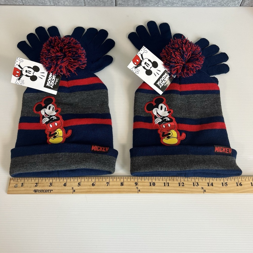 Twin Set Disney Mickey Mouse Hat & Gloves One Size New - Picture 8 of 9